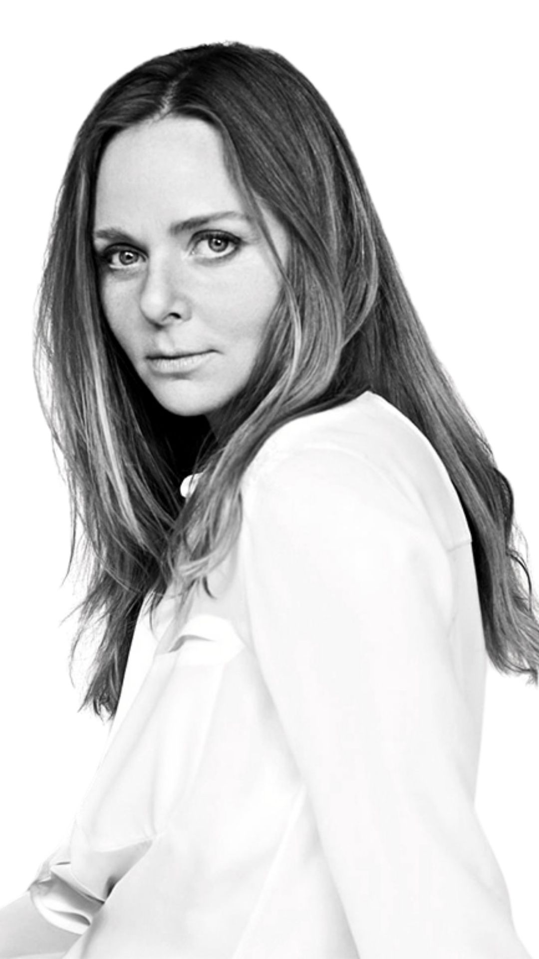 black and white headshot of Stella McCartney
